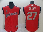 American League 27 Mike Trout Red 2019 MLB All Star Game Workout Player Jersey,baseball caps,new era cap wholesale,wholesale hats